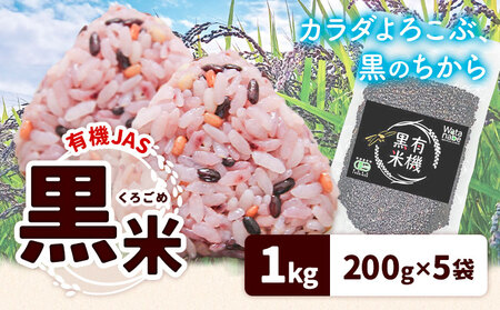 有機JAS 黒米 合計1kg 200g×5袋 渡辺農産《90日以内に出荷予定(土日祝除く)》熊本県 菊池市 黒米 古代米 雑穀 雑穀米 国産 九州産 熊本県産
