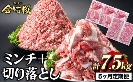 【5回定期】 阿波の金時豚 切り落としとミンチ 7.5kg  豚肉