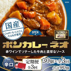 【定期便 全3回】ボンカレーネオ 濃厚デミスパイシー(辛口)　30個×3回　計90個