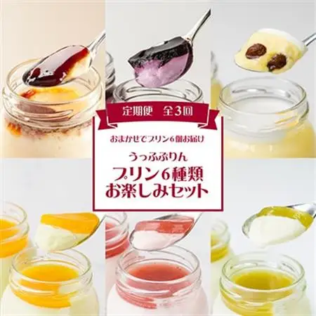 【発送月固定定期便】うっふぷりんのプリン6種類お楽しみセット全3回_菓子・スイーツ プリン    定期便 定期便  _【配送不可地域：離島】【4011325】