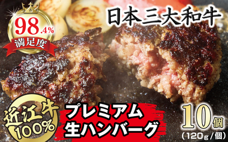 ハンバーグ 近江牛 100% 生 プレミアム 1.2kg (約120g×10個) ブランド 牛肉 黒毛和牛 【 近江牛 】 FO19W