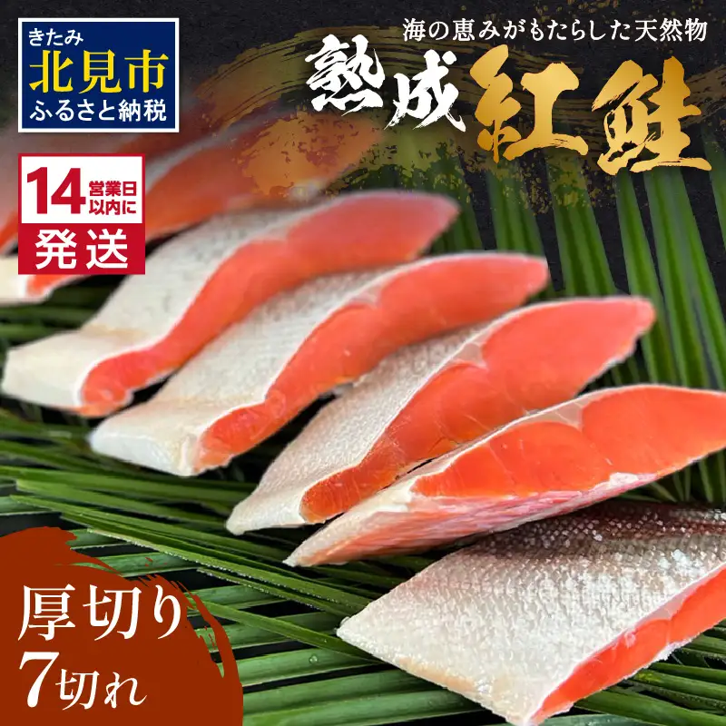 《14営業日以内に発送》熟成紅鮭半身 7切 ( ふるさと納税 鮭 魚介類 魚 切り身 切身 焼鮭 甘塩鮭 サーモン )【093-0004】