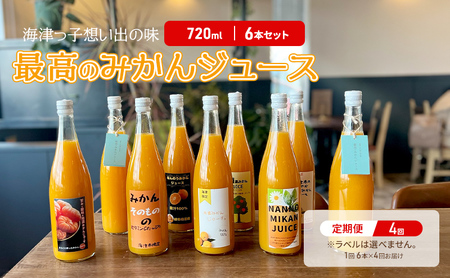 年4回定期便　海津っ子想い出の味　最高のみかんジュース　6本セットｘ4回 果汁飲料 野菜飲料 