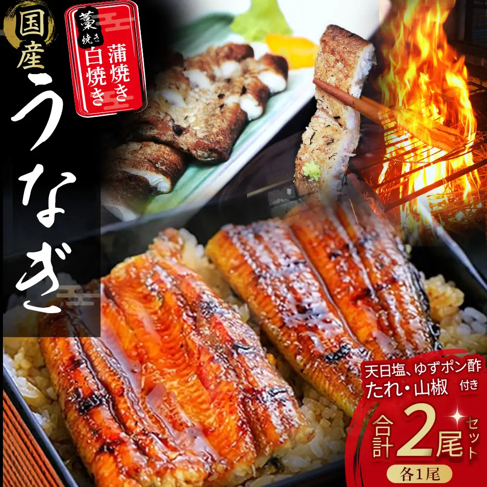 うなぎ藁焼き 白焼き 蒲焼き セット（140g x 2本） うなぎ うなぎ蒲焼 高知うなぎ 国産うなぎ うな重 鰻 国産鰻 高知鰻 冷凍鰻 鰻蒲焼 四万十うなぎ 土用の丑の日 白焼き ／Esu-107