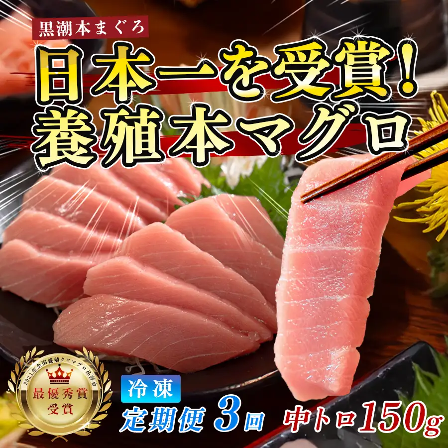 まぐろ マグロ 本鮪 黒潮本まぐろ 中トロ 定期便 3回 150g × 3回 刺身 冷凍 産地直送