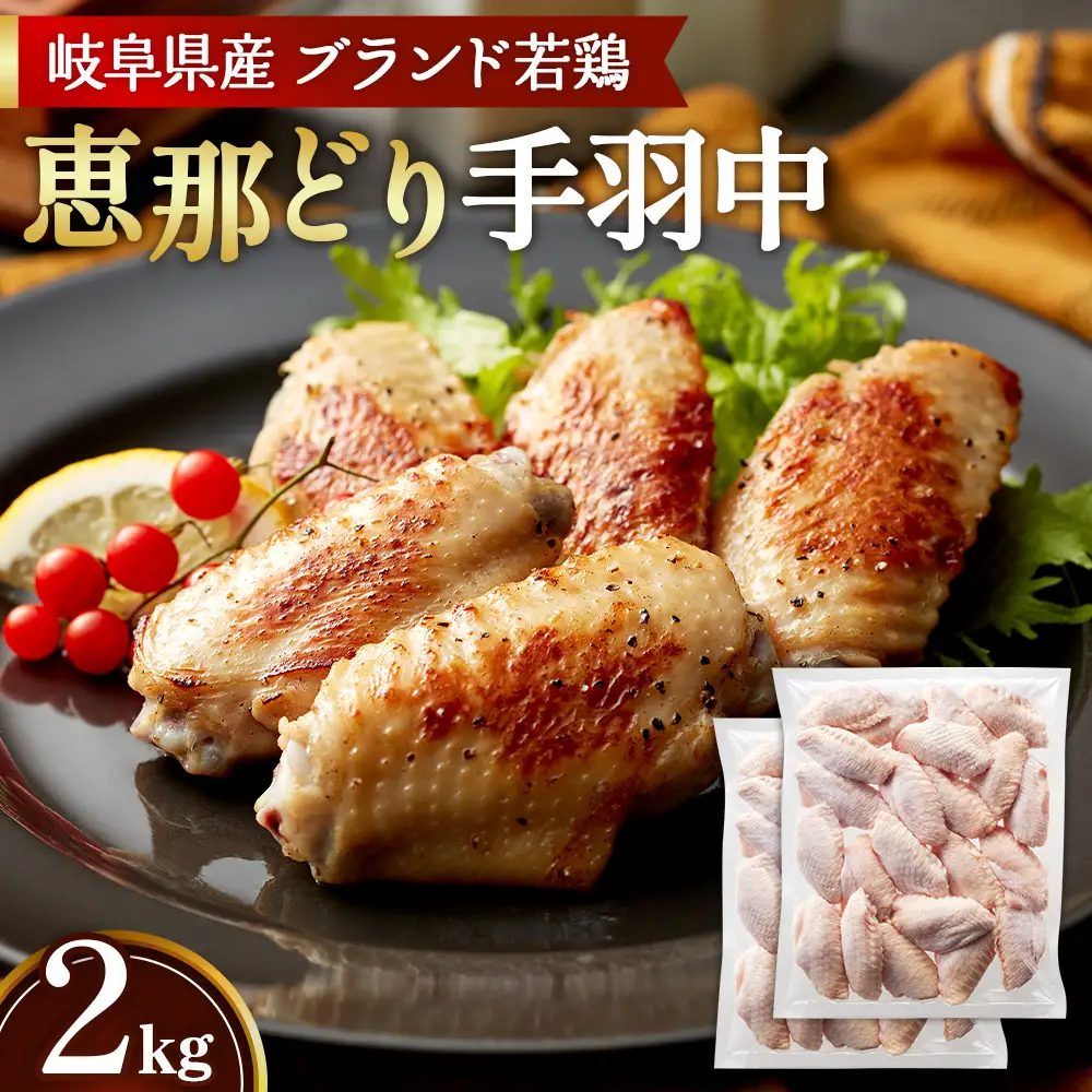 冷凍　恵那どり　手羽中　バラ凍　2kg [No.923]