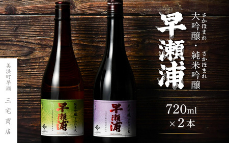 入手困難【早瀬浦】大吟醸 さかほまれ 720ml × 1本 ＆ 純米吟醸 さかほまれ 720ml × 1本 セット【飲み比べ 日本酒 地酒 福井 美浜 早瀬 フルーティ 男酒 硬水 ミネラル 】[m16-b033]