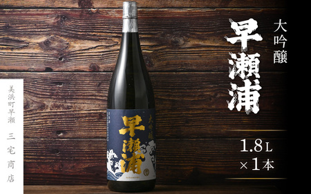入手困難【早瀬浦】大吟醸 1800ml × 1本【日本酒 地酒 福井 美浜 早瀬 フルーティ 男酒 硬水 ミネラル 希少 ご褒美 家飲み 就職祝い 転職祝い ハレの日 敬老の日 プレゼント】[m16-d006]