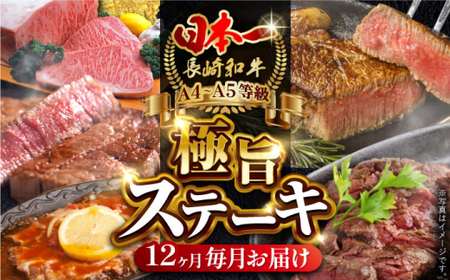 【全12回定期便】 長崎和牛 ステーキ極旨コース 総計23.4kg / モモ リブロース イチボ サーロイン ランプ ヒレ レモンステーキ / 肉 牛肉 焼肉 / 波佐見町 / 野中精肉店 [VF84]