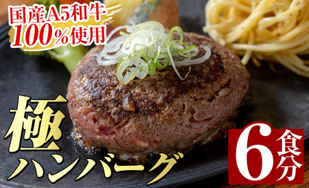 a940 生食感ハンバーグ！やまさきの焼肉A5ランク極ハンバーグ150g×6袋(合計900g)【やまさき】 国産 肉 牛 牛肉 総菜 冷凍ハンバーグ おかず 簡単 冷凍 個包装 小分け 一人暮らし 牛100%