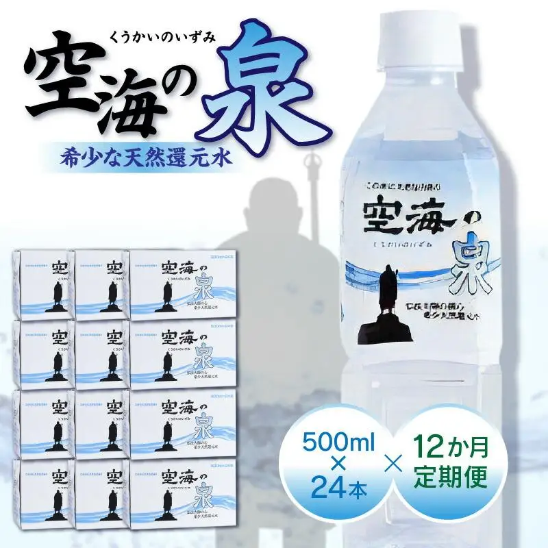 【12ヶ月定期便】計288本　希少天然還元水　空海の泉500ml×24本:香川県