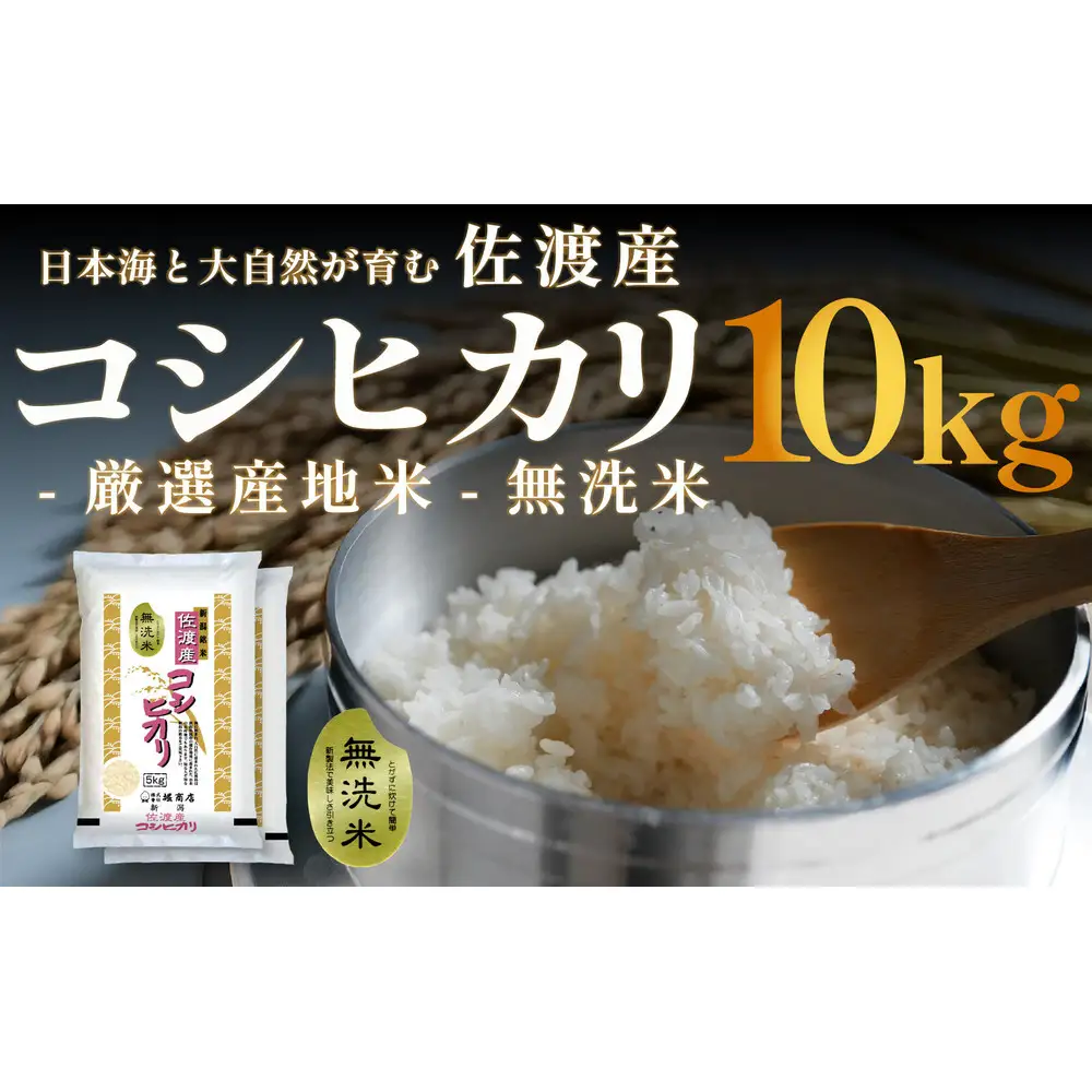 無洗米佐渡産コシヒカリ 10kg (5kg x 2) 令和7年産