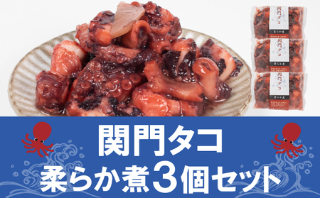 たこ 関門タコ 柔らか煮 3個セット 冷凍 たこたこ JK