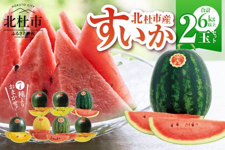 【2026年先行予約】北杜市白州産すいか「すいかばか！」のこだわりの特選すいか セレブシリーズと名水甲羅の中から2玉セット [h047]