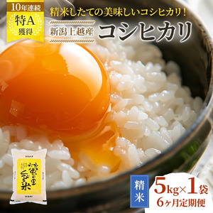 【精米したて！】 令和8年産 新潟県上越市産 コシヒカリ 定期便 5kg×6回 30kg 新米 先行予約 蛍の里
