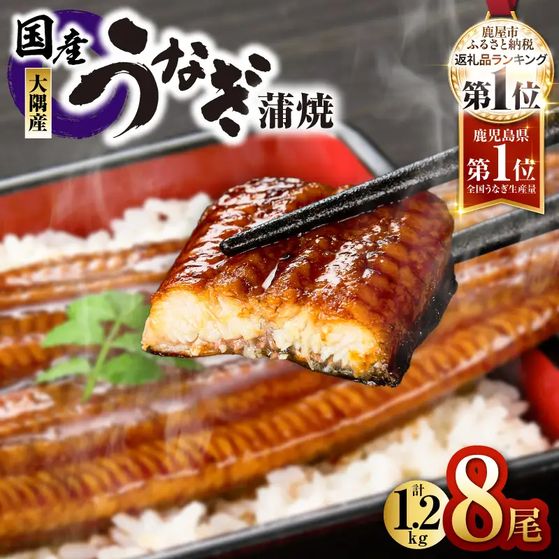 【 土用の丑の日特集 】726-3 鹿児島県大隅産 うなぎ蒲焼 8尾（1.2kg） KN007-008 うなぎ 鰻 魚 惣菜 総菜