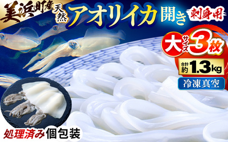 【先行予約】新鮮で便利！旬の アオリイカ 刺身用 大サイズ 3枚 約1.3kg 【2026年10月下旬以降順次発送予定】 あおりいか アオリイカ   [m21-e006]