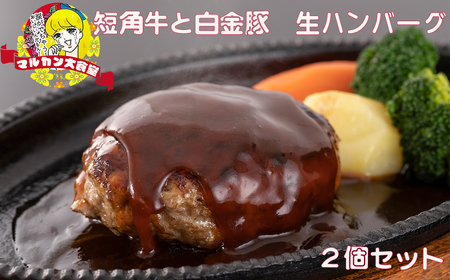 短角牛と白金豚 生ハンバーグ 2個セット【マルカンビル大食堂料理長監修】 【1838】