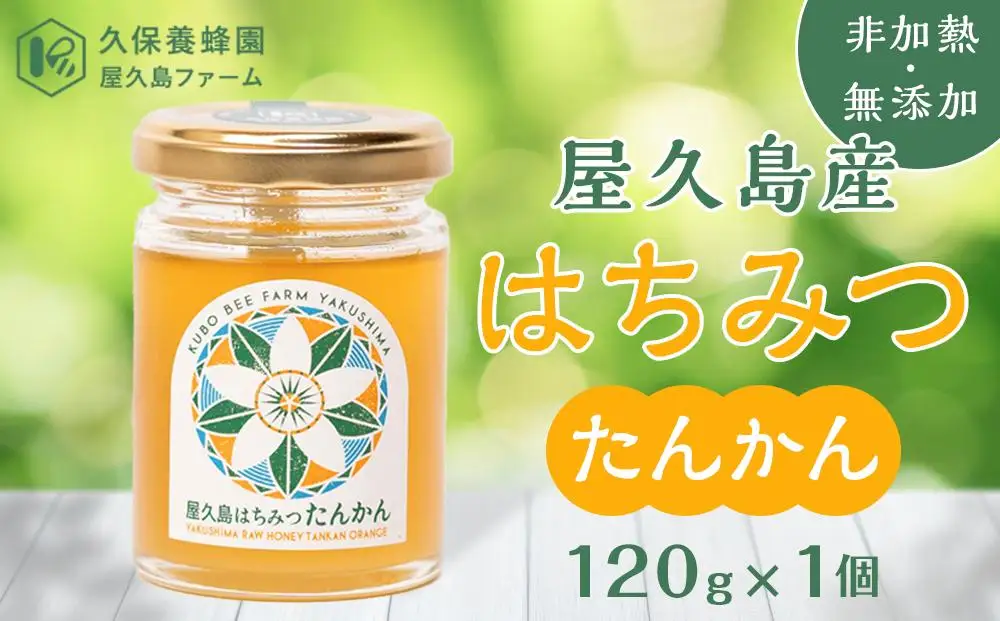 【非加熱・無添加】屋久島産 はちみつ（たんかん）120g×1個＜久保養蜂園 屋久島ファーム＞【 はちみつ】