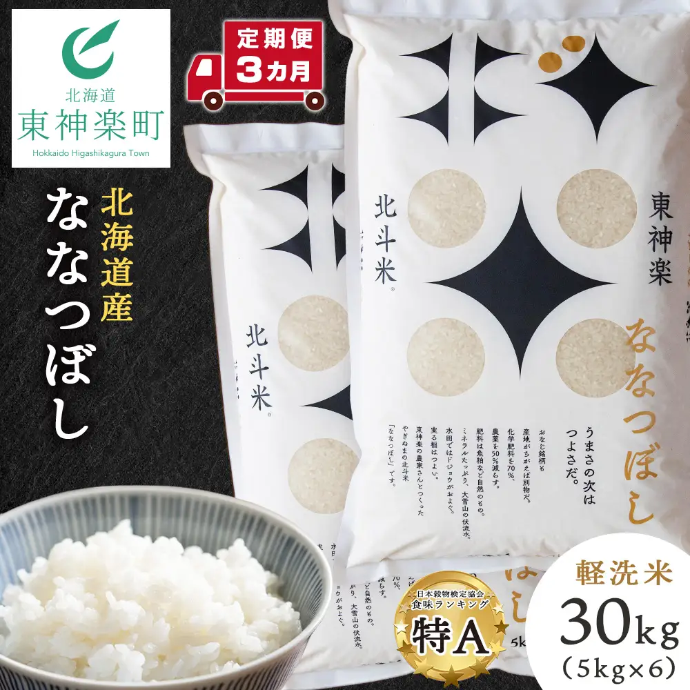【定期便 3カ月】【令和7年産】ななつぼし 30kg