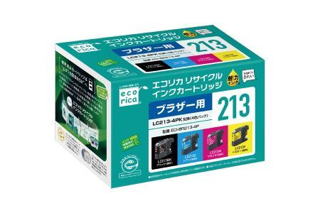 エコリカ【ブラザー用】 LC213-4PK互換リサイクルインク　4色パック（型番：ECI-BR213-4P） brother リサイクル インク 互換インク カートリッジ インクカートリッジ カラー オフィス用品 プリンター インク 山梨県 富士川町