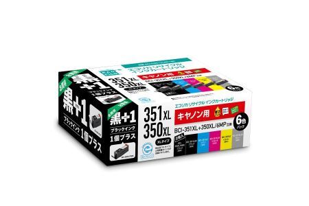 エコリカ【キヤノン用】 BCI-351XL+350XL/6MP+BCI-350XLPGBK互換リサイクルイン　6色パック+黒1個プラス　（型番：ECI-C351XL6P+BK）
