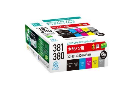 エコリカ【キヤノン用】 BCI-381+380/6MP互換リサイクルインク 6色パック（型番：ECI-C381-6P） canon リサイクル インク 互換インク カートリッジ インクカートリッジ カラー オフィス用品 プリンター インク 山梨県 富士川町