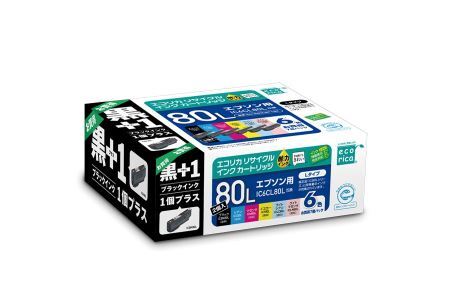 エコリカ【エプソン用】 IC6CL80L+ICBK80L互換リサイクルインク 6色パック+黒1個プラスお買い得 （型番：ECI-E80L6P+BK） epson リサイクル インク 互換インク カートリッジ インクカートリッジ カラー オフィス用品 プリンター インク 山梨県 富士川町