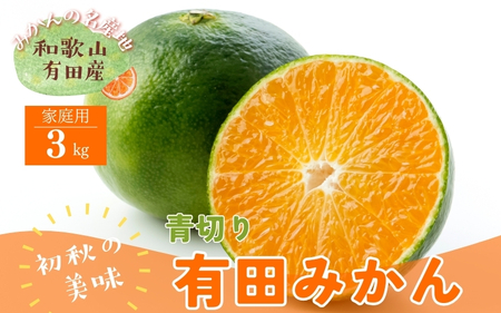 ＜9月中旬～＞【先行予約】ご家庭用青切り有田みかん　3kg+200g(傷み補償分) ※着日指定不可 ※北海道・沖縄・離島は配送不可 ※2026年9月中旬～10月上旬頃に順次発送予定【ard145B】