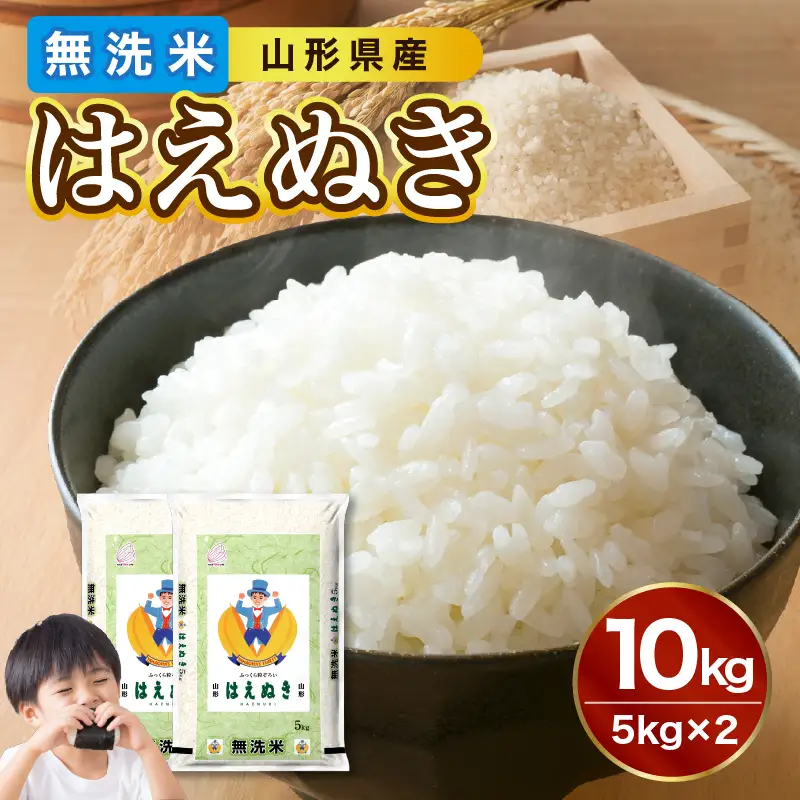 山形県産 無洗米 令和7年産 はえぬき10kg（5kg×2袋）【山形県産 BG精米製法】 036-003