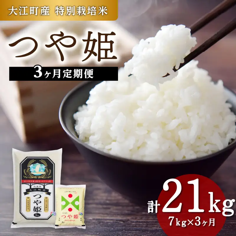 《定期便3ヶ月》大江町産 つや姫 7kg×3回 合計21kg 【特別栽培米】【2025年度産米】001-T35