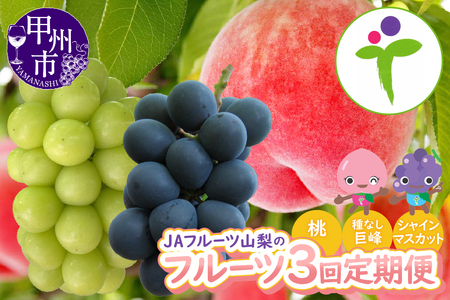 【定期便】JAフルーツ山梨 甲州市産フルーツ3ヶ月定期便【2026年発送】D5-102 桃 巨峰 シャインマスカット フルーツ