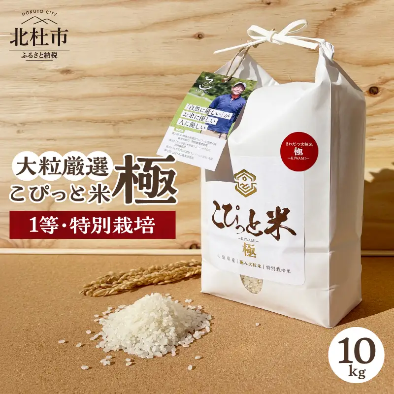 【令和7年度米】こぴっと米【極】10kg 大粒厳選・1等特別栽培米 100％ 米 精米 令和7年産 北杜市産 お米  八ヶ岳 [h020]