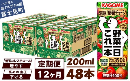 【 定期便12ヶ月連続お届け 】 カゴメ野菜一日これ一本 200ml×48 飲料 野菜ジュース 紙パック