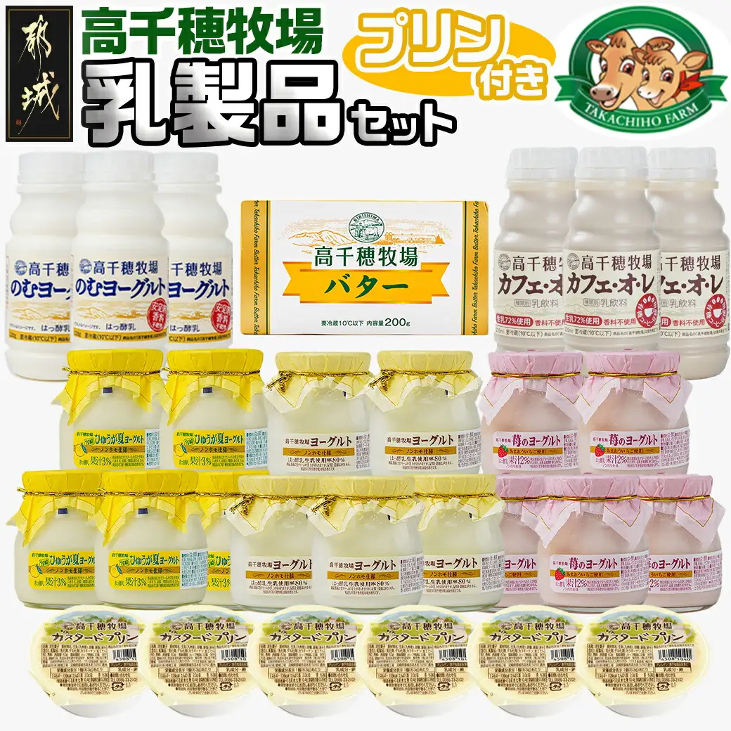 高千穂牧場乳製品セット(プリン付き)《ご入金翌月の中旬～下旬の水曜日頃出荷》_MJ-1615_(都城市)