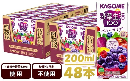 カゴメ 野菜生活100 ベリーサラダ 200ml 48本 野菜ジュース 果実ミックスジュース 紙パック