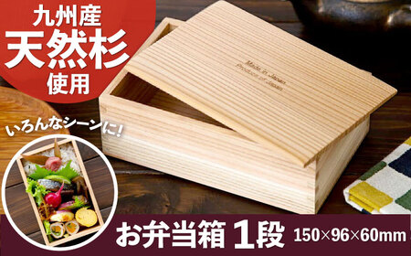 九州産 天然杉のお弁当箱 1段 (made in japanマーク付) / お弁当箱 [AFAL014]