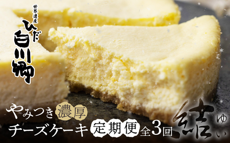 定期便 3回お届け やみつき濃厚チーズケーキ『結』5号 直径15cm 400g 白川郷 お土産 ベイクドチーズケーキ 手作り スイーツ 手土産 お菓子 お取り寄せ チーズケーキ ホールケーキ 簡易包装 訳あり 訳アリ 36000円 [S733]