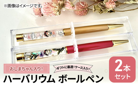 おしまちゃん入りハーバリウム ボールペン2本セット ケース入り！　ハンドメイド 雑貨 ギフト プレゼント 小物 手作業 世界に一つ ハンドメイド作品 かわいい 贈り物 文房具 