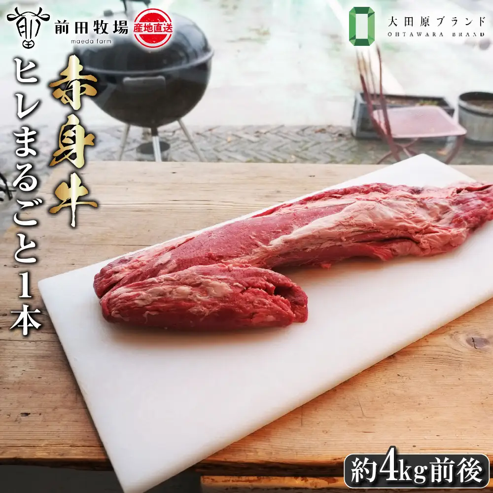 【大田原 前田牧場直送 赤身牛】ヒレまるごと1本（4kg前後） | ブランド牛 牛肉 フィレ ステーキ ヒレ 産地直送 産直