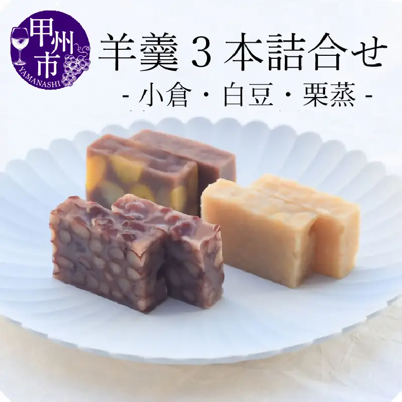 三省堂 高級蒸羊羹3種セット詰め合わせ(約400g×3)山梨の皇室献上菓匠が仕上げた贅沢ようかん 本格無添加和菓子 ギフト 手土産にもおすすめ（VYD）C-931