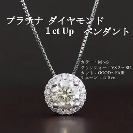 プラチナ1カラットアップダイヤモンドペンダント【45cm】　1本【配送不可地域：沖縄県】【1491347】
