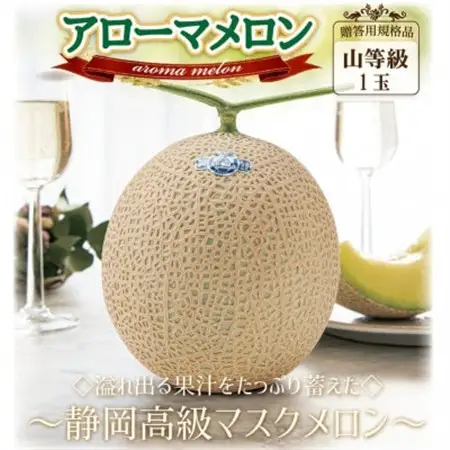 【通年出荷】アローマメロン(山等級) 1玉入【静岡高級マスクメロン】_果物・フルーツ メロン  めろん_【配送不可地域：離島・北海道・沖縄県】【1490685】