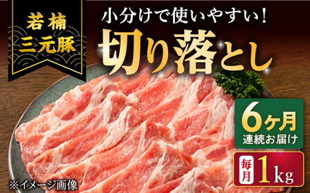 【6回定期便】若楠三元豚 切り落とし 1kg /ナチュラルフーズ [UBH075] 切り落とし