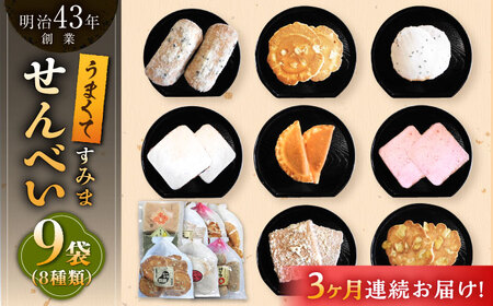 【3回定期便】せんべい バラエティ詰合せ 8種 計9袋 /恵比須堂 [UBQ002] 煎餅