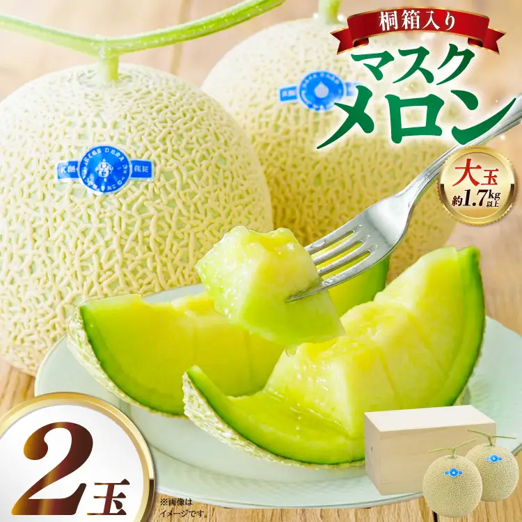 【期間限定発送】AB053 その道一筋の生産者がじっくり丁寧に育てた マスクメロン 2玉 特選 大玉 桐箱