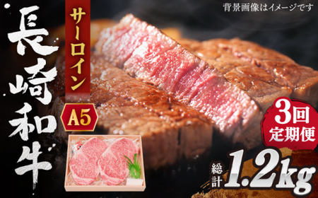 【全3回定期便】長崎和牛 サーロイン ステーキ 総計1.2kg (400g/回)【株式会社 OGAWA】[QBI009]