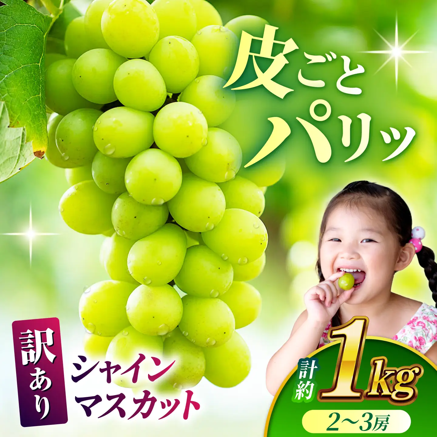 【先行予約】【訳あり】 シャインマスカット 約1kg(2～3房)【合同会社 社方園】[ZBZ028]