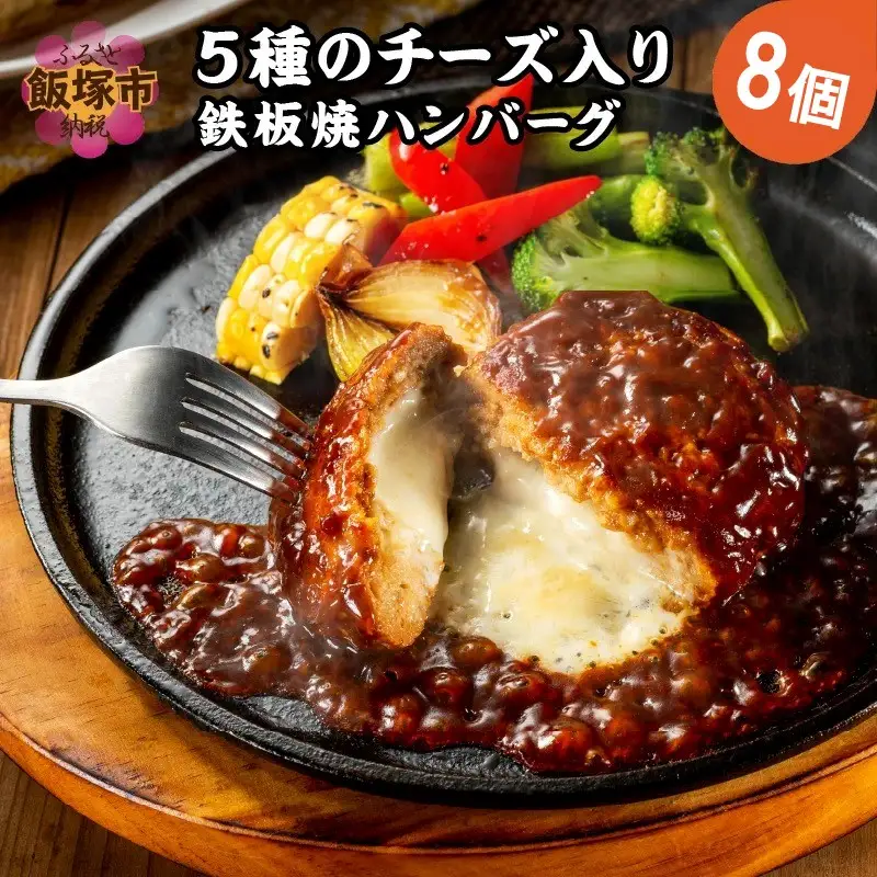 5種のチーズ入り鉄板焼ハンバーグ(デミグラスソース)8個【A-849】