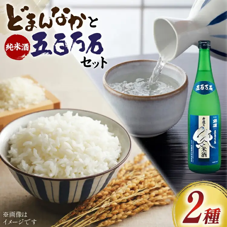 詰め合わせ どまんなか 米 5kg 純米酒 五百万石 720ml 1本 [冨樫商店 山形県 高畠町 tk06ayt290003]